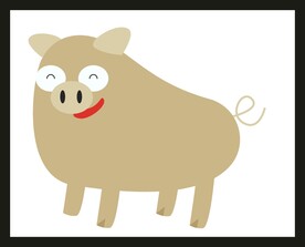 手绘线描小猪