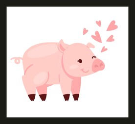 手绘线描小猪 