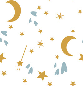 星星  月亮  数码印花