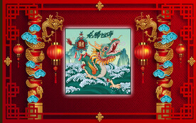 中式背景墙  