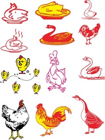 鸡鸭鹅家禽简笔画抠图