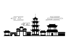 古风建筑剪影矢量图