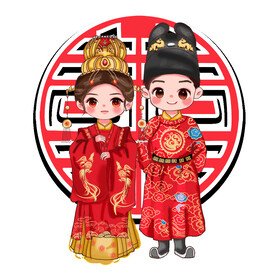 520卡通中式婚礼新郎新娘
