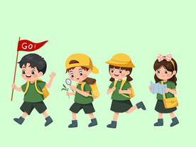 夏令营游玩儿童素材