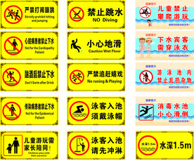 游泳馆警示标识