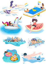 夏日快乐游泳戏水娱乐元素大合集