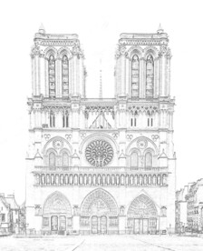 世界著名建筑 黑白 线条画 