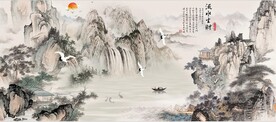 流水生财山水画