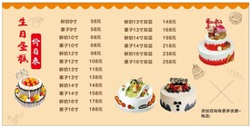 蛋糕店价目表