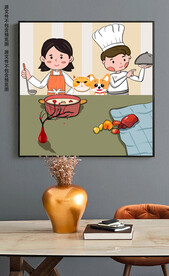 现代简约卡通餐厅装饰画