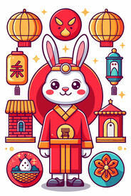 中秋元素兔子灯笼