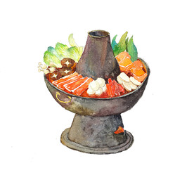 手绘火锅料理         