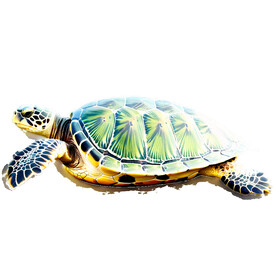 绿黄色海龟侧视图透明背景