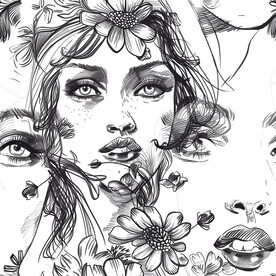 美女鲜花背景素材