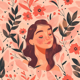 美女鲜花背景素材