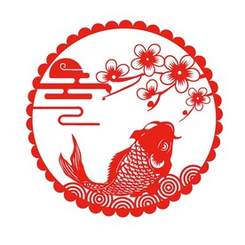 年年有鱼窗花剪纸