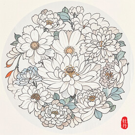 中国风中式国潮图案花卉手绘