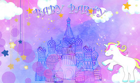 独角兽 梦幻背景 城堡 女孩 