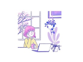 窗边发呆小女孩
