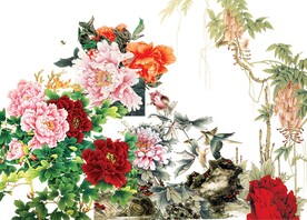 水墨牡丹花 