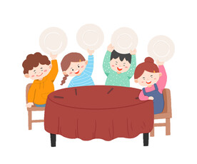 光盘行动节约粮食插画社区免抠