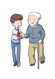 尊老 手绘 插画 社区漫画免抠