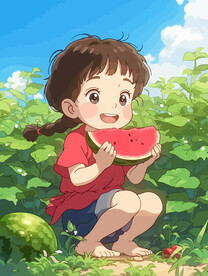  吃西瓜的女孩