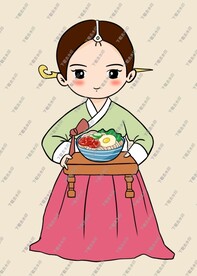 可爱朝鲜族 韩国女孩美食通形象