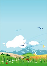 蓝天白云草地背景