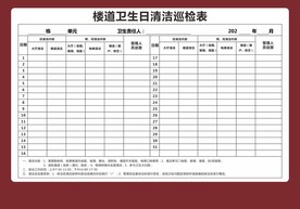 楼道卫生清洁巡检表