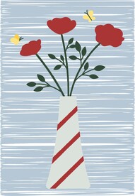 扁平花瓶与花插图纹理