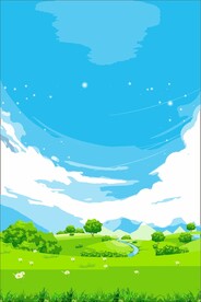 春天的绿草地蓝天白云
