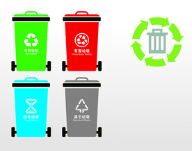 垃圾桶分类矢量图