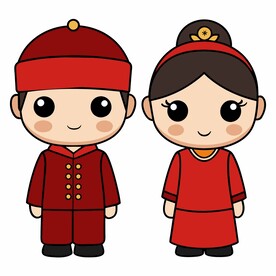 红色服装婚礼人物
