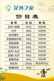 足疗价目表