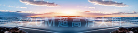 超广角海边日出日落风景图壁纸