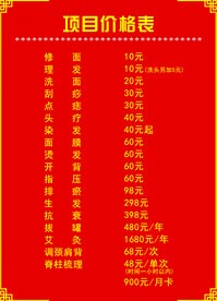 项目价格表