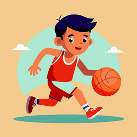 打篮球的小男孩