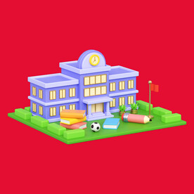 手绘学校建筑