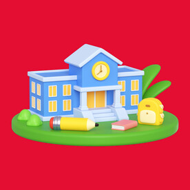 手绘学校建筑 