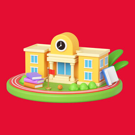手绘学校建筑 