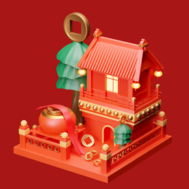 手绘古典建筑