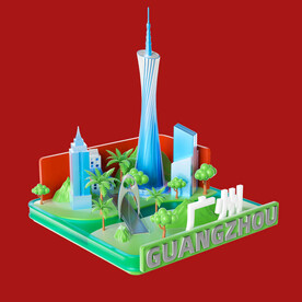 手绘楼市建筑 