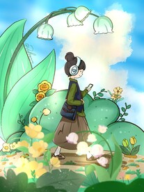 花丛中的女孩