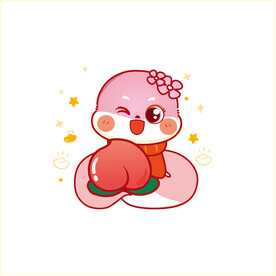 粉色的小蛇桃子插画蛇卡通