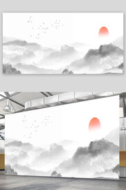 水墨画展板
