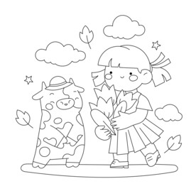 手绘卡通儿童填色线稿图片