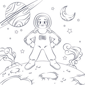 手绘卡通儿童填色线稿图片