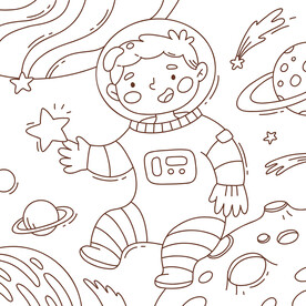 手绘卡通儿童填色线稿图片