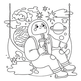 手绘卡通儿童填色线稿图片